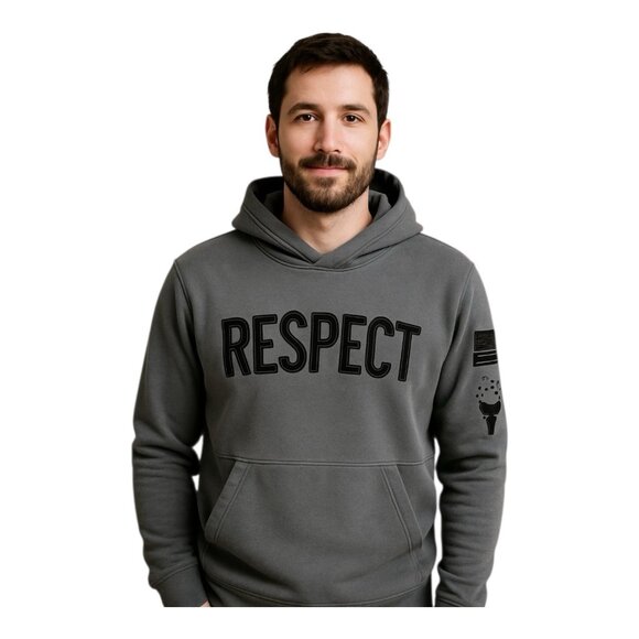 Under Armour Project Rock Hoodie Mens~Size M~Gray Respect Flag ColdGear L14 01 - Picture 1 of 9